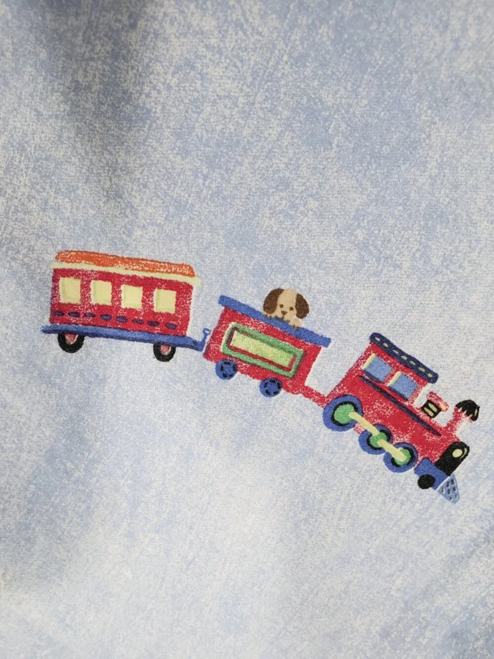 Pottery Barn Twin Flat Sheet Blue with Trains